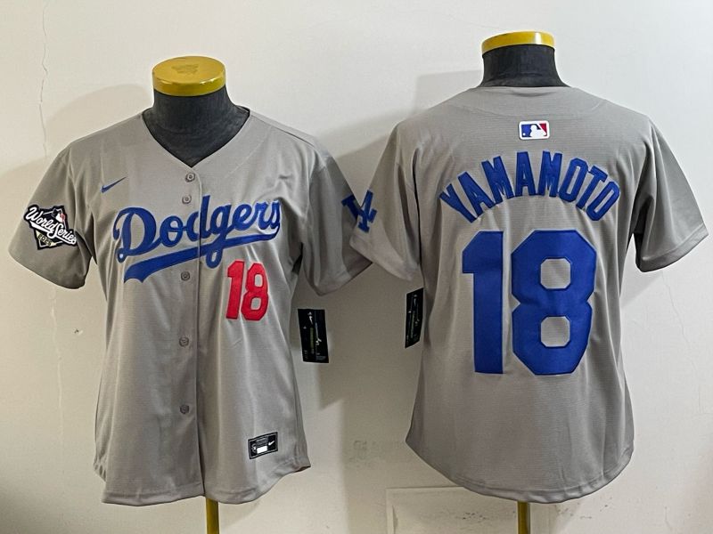 Women 2025 Los Angeles Dodgers #18 Yamamoto Grey Game Nike MLB Jersey style 009